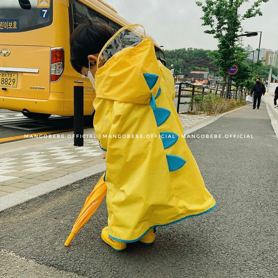 Bộ sản phẩm áo mưa, ủng và ô Dino Friends Hàn Quốc