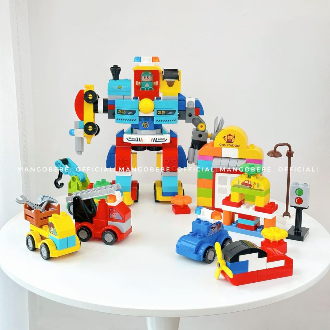 Đồ Chơi Lắp Ráp Big Building Blocks Feelo - Robot | Gas Station