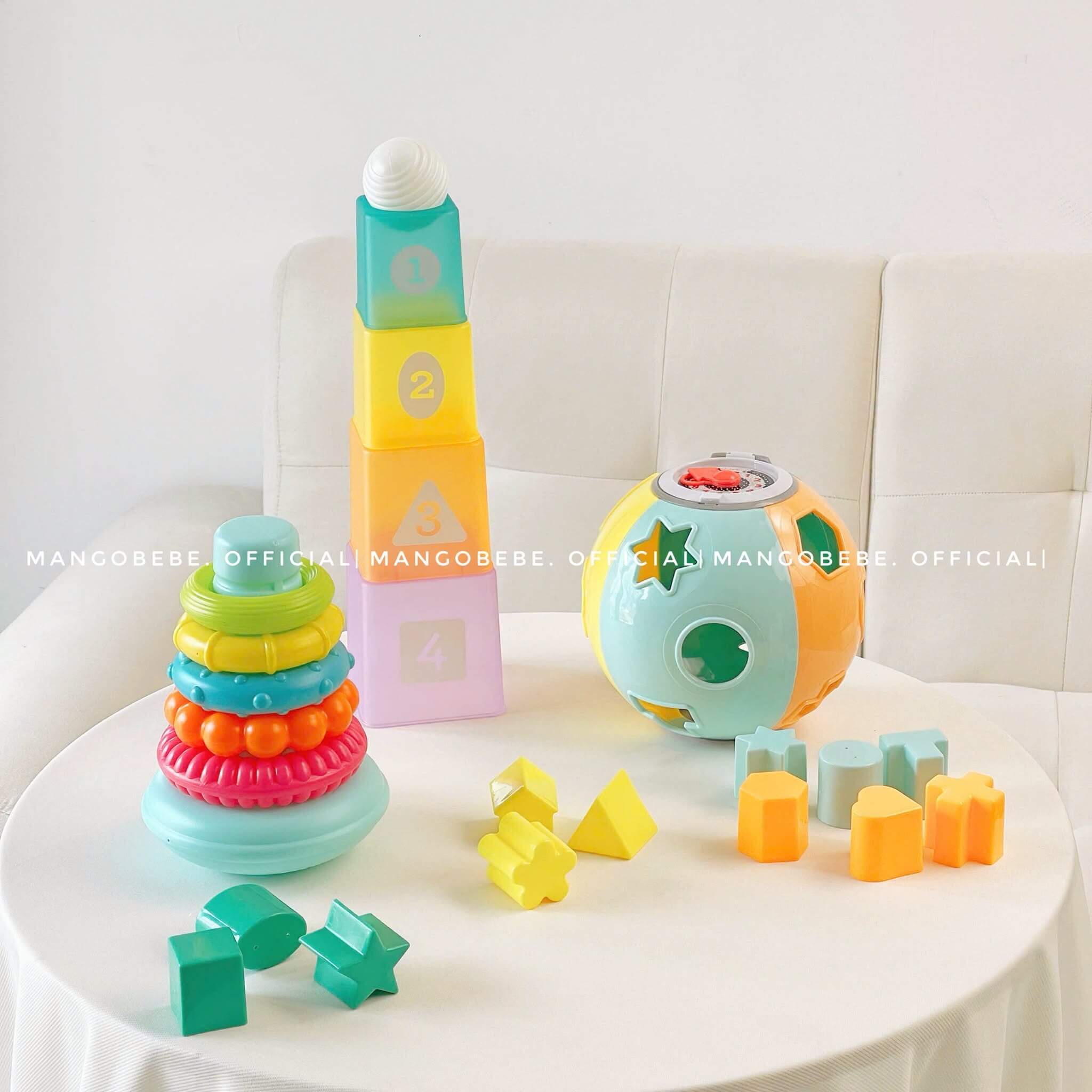 Infantino - Set Đồ Chơi Montessori 3in1 Stack, Sort & Roll